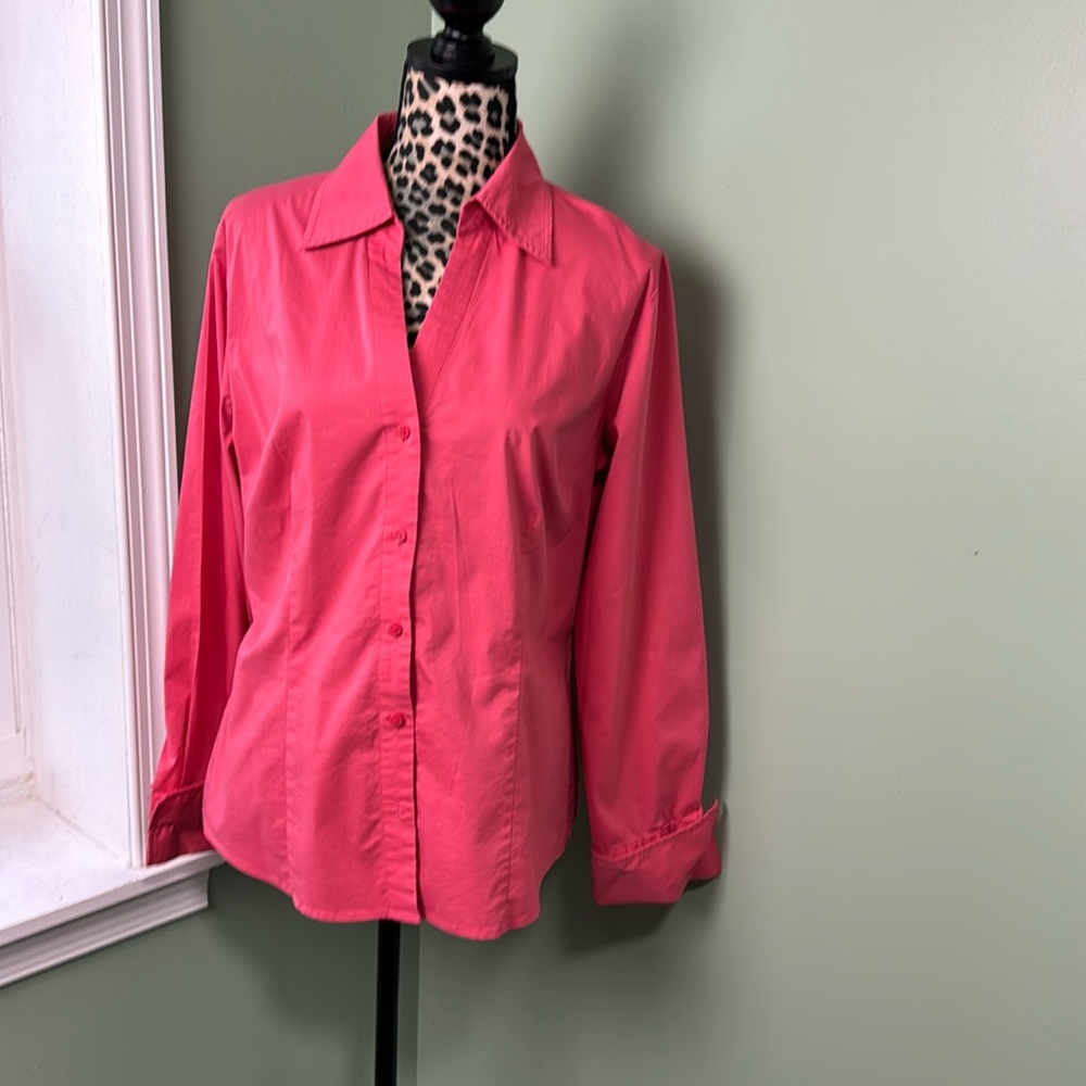 Worthington coral button up blouse size 14